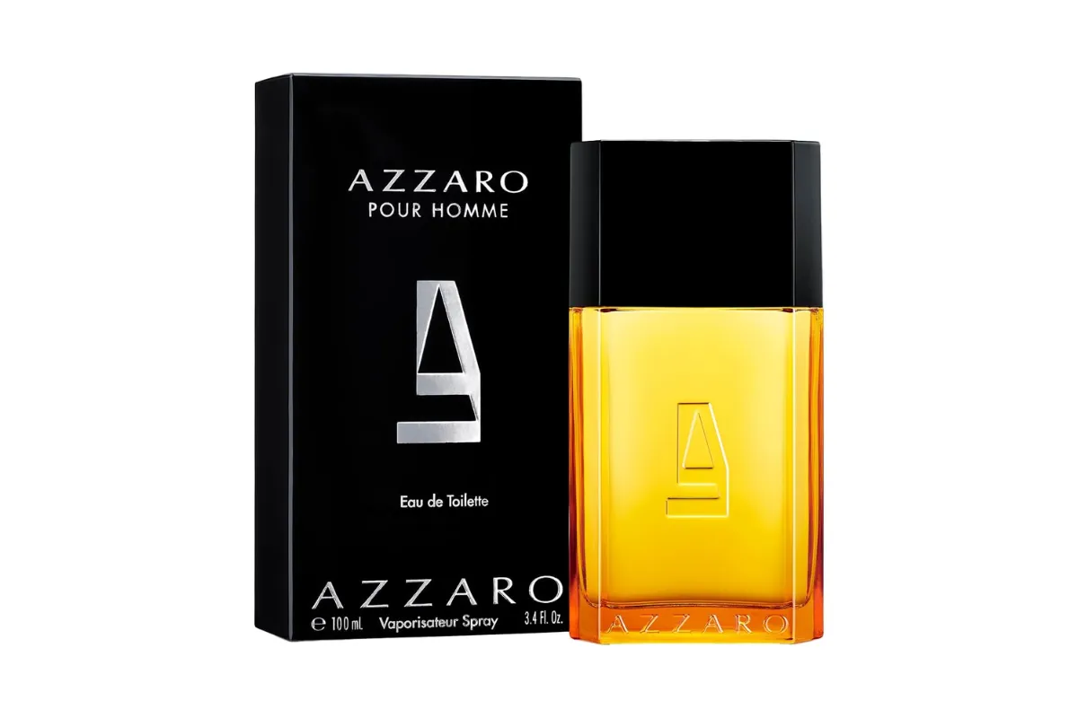 frasco e caixa do perfume azzaro pour homme eau de toilette