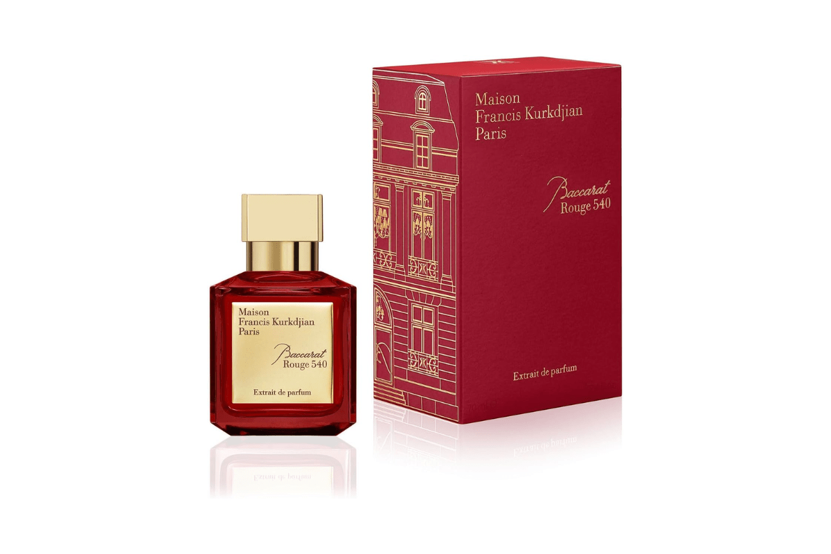 frasco e caixa do perfume Baccarat Rouge 540 Extrait de Parfum Maison Francis Kurkdjian