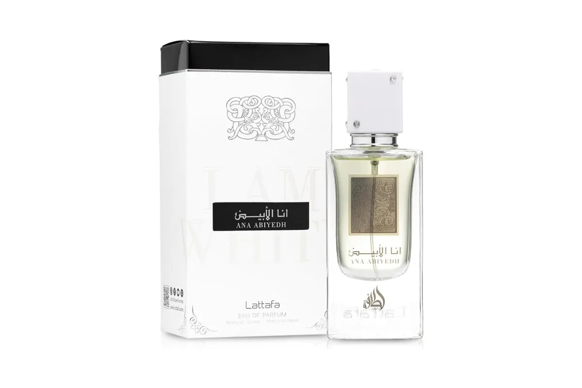frasco e caixa do perfume lattafa ana abiyedh árabe