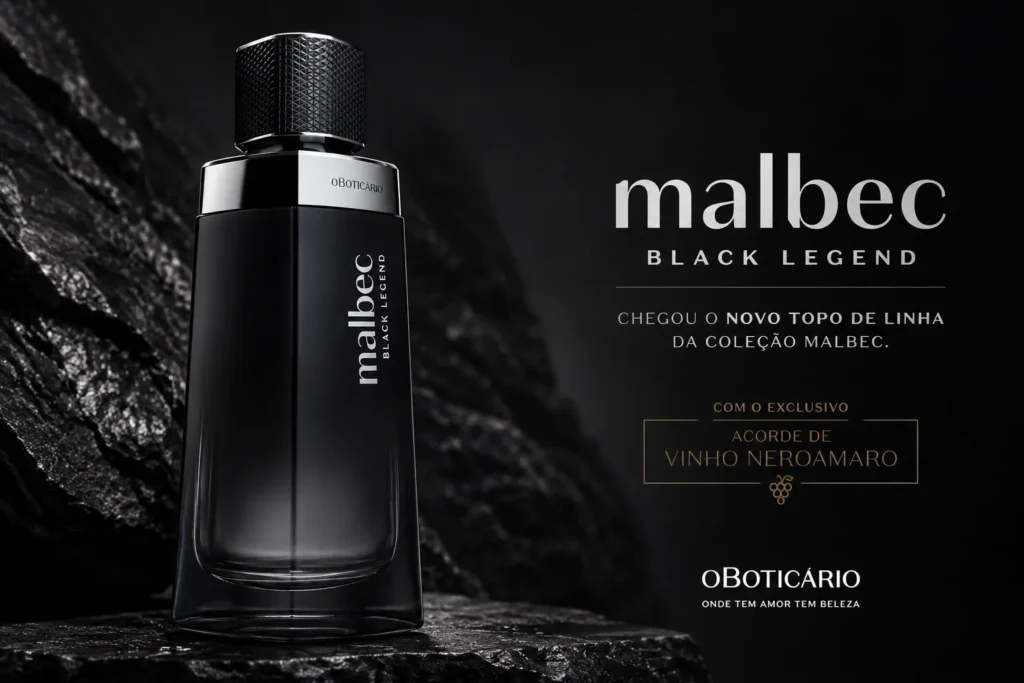 frasco do perfume malbec black legend o boticário