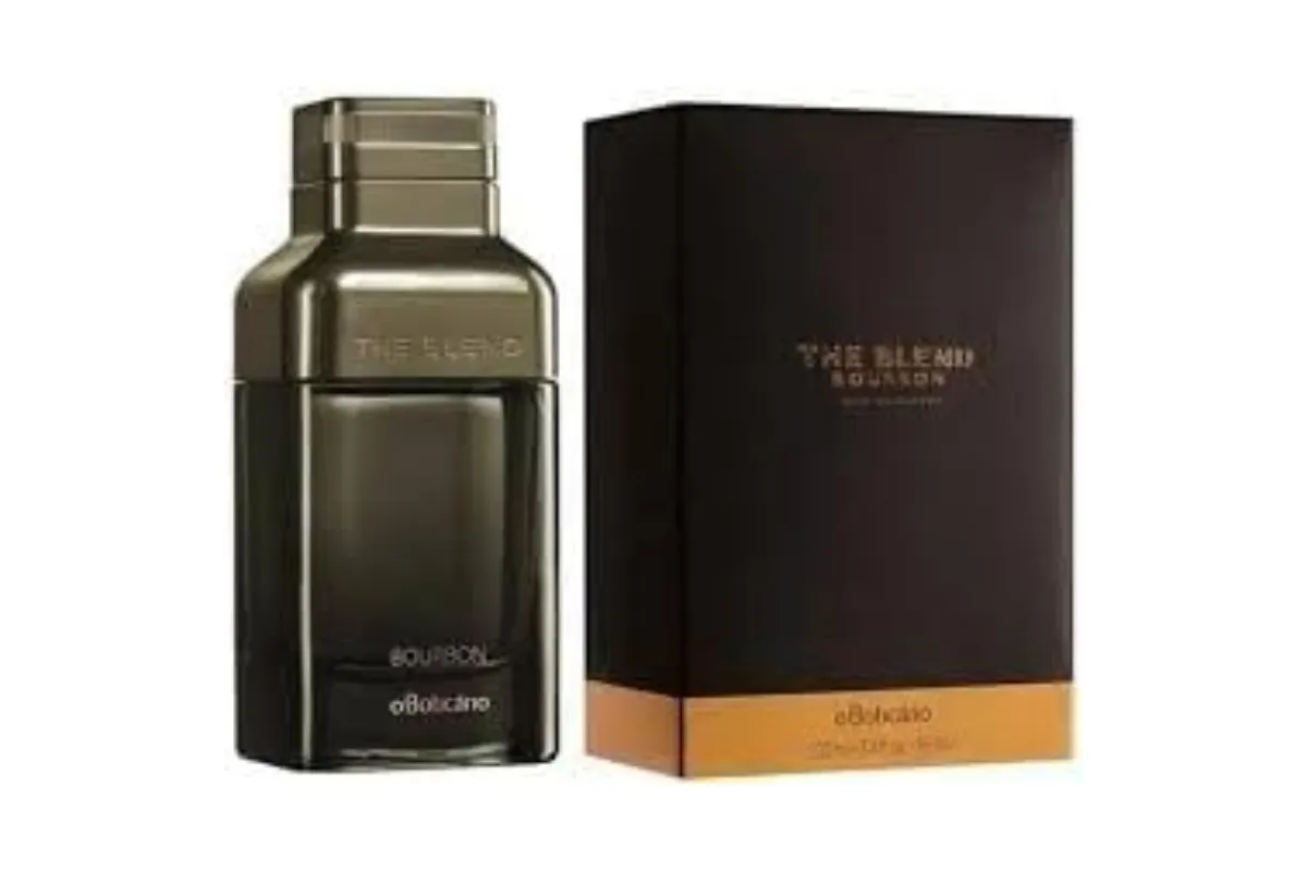 frasco e caixa do perfume the blend bourbon o boticário
